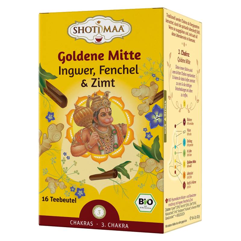 Bio Goldene Mitte Ingwer, Fenchel & Zimt Tee von Shotimaa