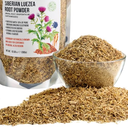 Sibirischer Grüner Maralwurzeltee Loses Pulver 300g wildgeerntete Leuzea Rhaponticum carthamoides aus Altai Angereichert mit reinem sibirischen Ginseng von Siberian Green