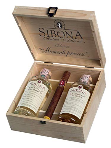 SIBONA Geschenkbox"MOMENTI PREZIOSI" (Grappa Barbera + Chardonay+1 Sibona Cigar) von Sibona Antica Distilleria