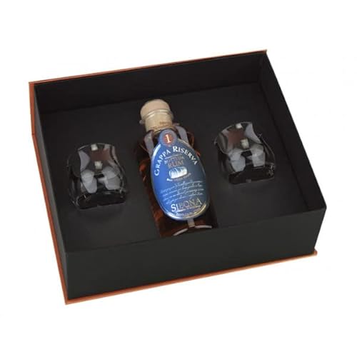 Confezione Eleganza Grappa Botti Da Rum Cl 50 + 2 Bicchieri Sibona von Nº1 SIBONA