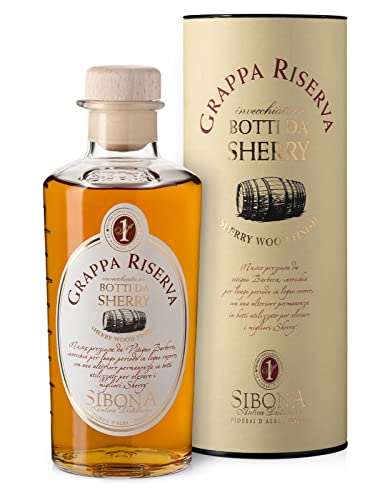 Nº1 SIBONA Grappa Riserva Botti da Sherry 40% vol. (1 x 0,5l) – Eleganter Grappa aus Italien im spanischen Sherry-Fass gereift von Nº1 SIBONA