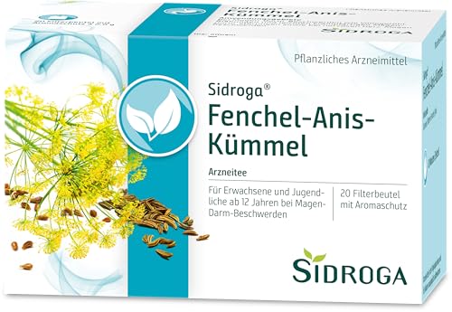 Sidroga® Fenchel-Anis-Kümmel: Arzneitee bei Magen-Darm-Beschwerden wie Blähungen, 20 Teebeutel à 2 g von Sidroga