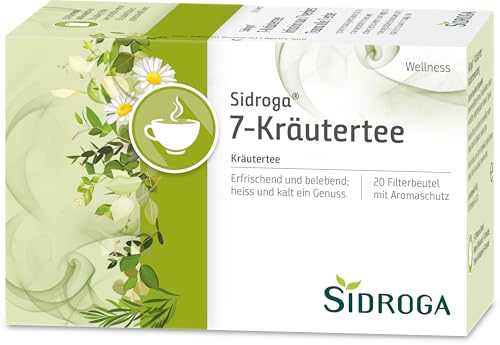 Sidroga 7-Kräutertee: Erfrischender und belebender Tee mit Brennnessel, Kamille und Krauseminze, 20 Filterbeutel mit je 2 g von Sidroga