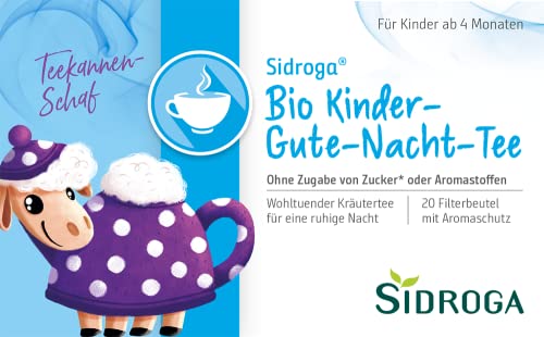 Sidroga Bio Kinder-Gute-Nacht-Tee: Kräutertee mit Melisse, Passionsblume und Lavendel für Kinder ab 4 Monaten, 20 Filterbeutel à 1,5 g von Sidroga
