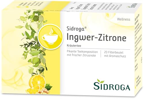 Sidroga Ingwer-Zitrone: Pikanter Tee mit frischer Zitrusnote, 20 Filterbeutel mit je 2 g von Sidroga