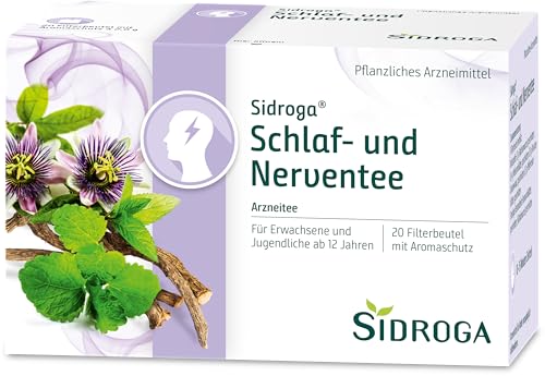 Sidroga Schlaf- und Nerventee: Arzneitee mit Baldrian, Melisse und Passionsblume, 20 Teebeutel à 2 g von Sidroga