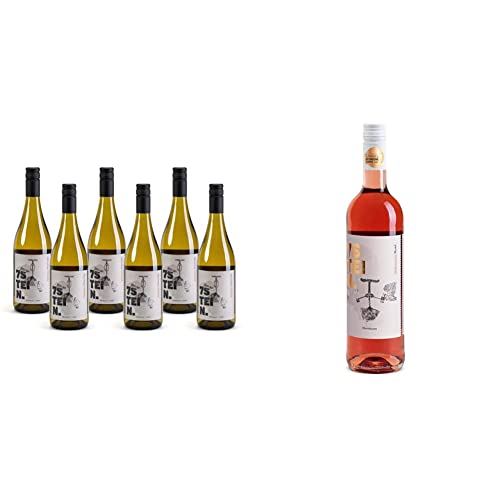 7STEIN Grauburgunder – auch bekannt als Pinot Gris oder Pinot Grigio – ein Qualitätswein, Weißwein aus Rheinhessen, Deutschland (6 x 0.75 l) & 7STEIN Cuvée Rosé – ein Qualitätswein (1 x 0.75 l) von Siebenstein