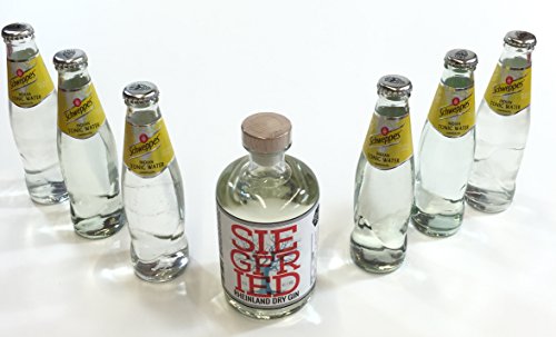Siegfried Gin Tonic Set - Siegfried Rheinland Dry Gin 500ml (41% Vol) + 6 Schweppes Tonic Water 200ml - Inkl. Pfand MEHRWEG von Siegfried Rheinland-Siegfried Rheinland