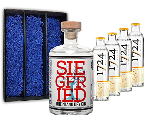 Gin Tonic Geschenkset - Siegfried Rheinland Gin 0,5l (41% Vol) + 4x 1724 Tonic Water 200ml inkl. Pfand MEHRWEG + Geschenkverpackung von Siegfried Rheinland-Siegfried Rheinland