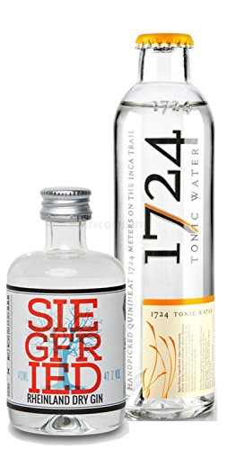 Gin Tonic Probierset - Siegfried Rheinland Dry Gin 4cl (41% Vol) + 1724 Tonic Water 200ml inkl. Pfand MEHRWEG von Siegfried Rheinland-Siegfried Rheinland