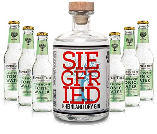 Gin Tonic Set - Siegfried Rheinland Gin 0,5l (41% Vol) + 6x Fever Tree Elderflower Tonic Water 200ml inkl. Pfand MEHRWEG von Siegfried Rheinland-Siegfried Rheinland