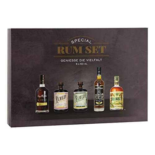 Sierra Madre Premium Rum Tasting Set | 5 x 50 ml | verschiedene Sorten probieren | Probierpack | Set mit 5 Minis von Jlwiy
