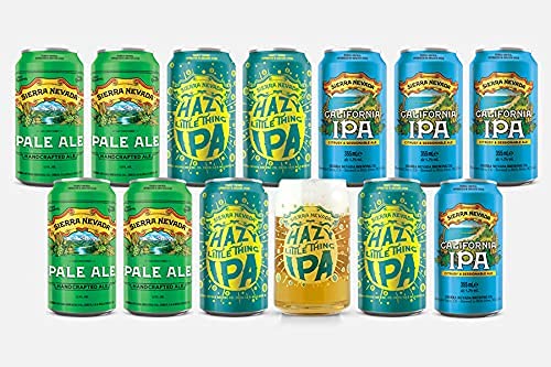 Sierra Nevada Brewing Craft Beer 12x 0,355l, Mix Paket, California IPA, Pale Ale, Hazy Little Thing + Glas von Sierra Nevada