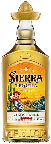 Sierra Tequila Reposado (1 x 700 ml) – das Original mit Sombrero aus Mexico – Reposado Tequila mit zarten Noten von Vanille und Karamell – ideal als Shot mit Zimt & Orange – 38 % Alk. von Sierra Tequila