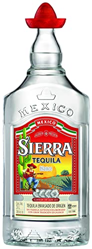 Sierra Tequila Blanco (1 x 3000 ml) – das Original mit dem roten Sombrero aus Mexico – Tequila Blanco mit fruchtig, frischen Aromen – ideal als Shot mit Salz & Zitrone – 38 % Alk. von Sierra