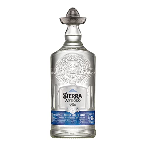 Sierra Antiguo Plata (1 x 700 ml) – reiner Tequila Blanco aus 100 % Blaue Weber Agave – Tequila mit klarer Agaven- und Zitrus-Note – ideal für Cocktails wie Margaritas – 40 % Alk. von Sierra