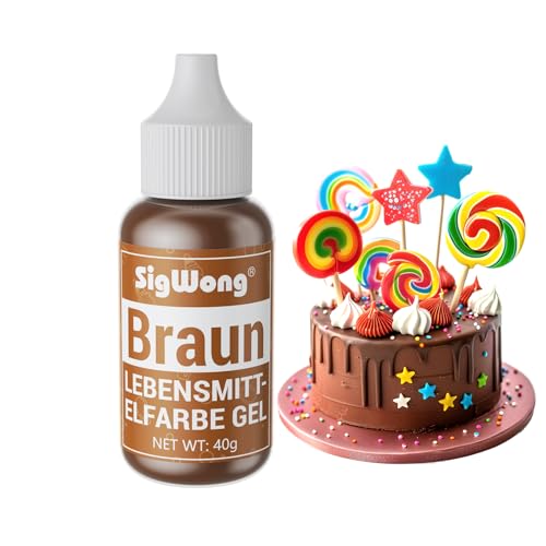 Lebensmittelfarbe Gel, 40g Lebensmittel Farbe Pastell für Fondant, Lebendiger Lebensmittelfarben für Buttercreme, Kuchen Backen, Kekse, Diy Seifen, Macaron, Slime-Braun von SigWong