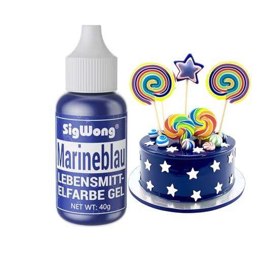 Lebensmittelfarbe Gel, 40g Lebensmittel Farbe Pastell für Fondant, Lebendiger Lebensmittelfarben für Buttercreme, Kuchen Backen, Kekse, Diy Seifen, Macaron, Slime-Marineblau von SigWong