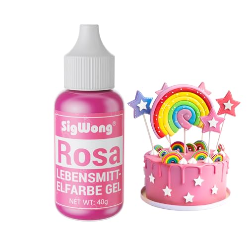 Lebensmittelfarbe Gel, 40g Lebensmittel Farbe Pastell für Fondant, Lebendiger Lebensmittelfarben für Buttercreme, Kuchen Backen, Kekse, Diy Seifen, Macaron, Slime-Rosa von SigWong