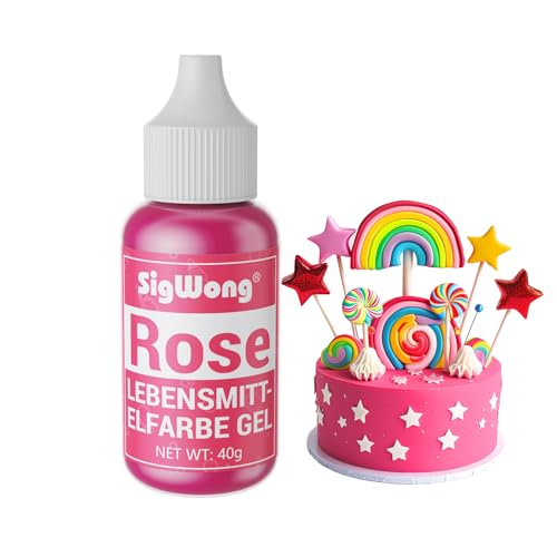 Lebensmittelfarbe Gel, 40g Lebensmittel Farbe Pastell für Fondant, Lebendiger Lebensmittelfarben für Buttercreme, Kuchen Backen, Kekse, Diy Seifen, Macaron, Slime-Rose von SigWong