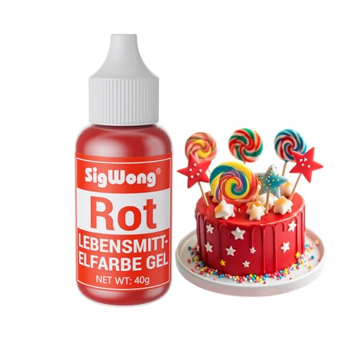 Lebensmittelfarbe Gel, 40g Lebensmittel Farbe Pastell für Fondant, Lebendiger Lebensmittelfarben für Buttercreme, Kuchen Backen, Kekse, Diy Seifen, Macaron, Slime-Rot von SigWong