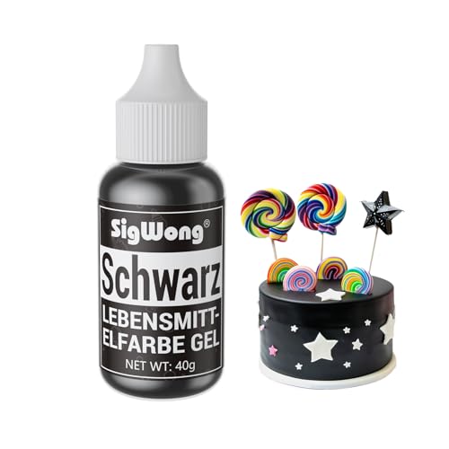 Lebensmittelfarbe Gel, 40g Lebensmittel Farbe Pastell für Fondant, Lebendiger Lebensmittelfarben für Buttercreme, Kuchen Backen, Kekse, Diy Seifen, Macaron, Slime-Schwarz von SigWong