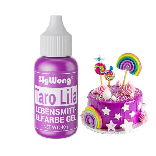 Lebensmittelfarbe Gel, 40g Lebensmittel Farbe Pastell für Fondant, Lebendiger Lebensmittelfarben für Buttercreme, Kuchen Backen, Kekse, Diy Seifen, Macaron, Slime-Taro Lila von SigWong