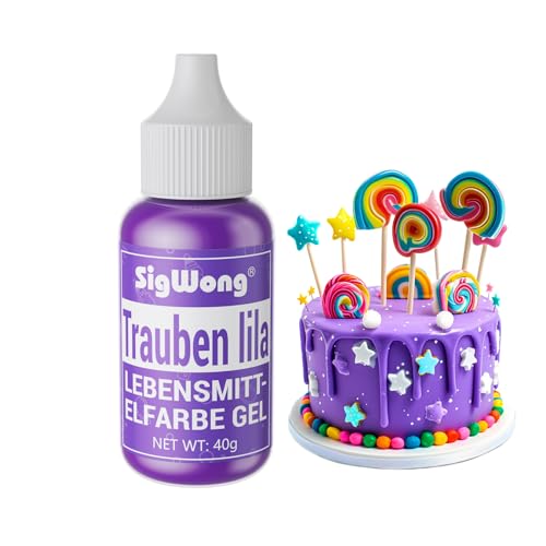 Lebensmittelfarbe Gel, 40g Lebensmittel Farbe Pastell für Fondant, Lebendiger Lebensmittelfarben für Buttercreme, Kuchen Backen, Kekse, Diy Seifen, Macaron, Slime-Trauben lila von SigWong