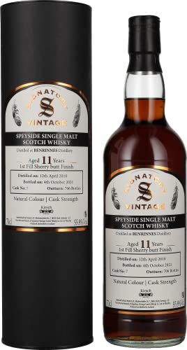 Signatory Vintage BENRINNES 11 Years Old Speyside Single Malt Cask Strength 2010 55,9% Vol. 0,7l in Geschenkbox von Signatory Vintage