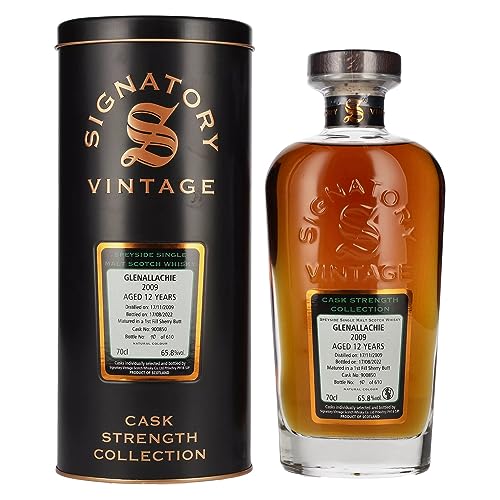 Signatory Vintage GLENALLACHIE 12 Years Old Cask Strength 2009 65,8% Vol. 0,7l in Tinbox von Signatory Vintage