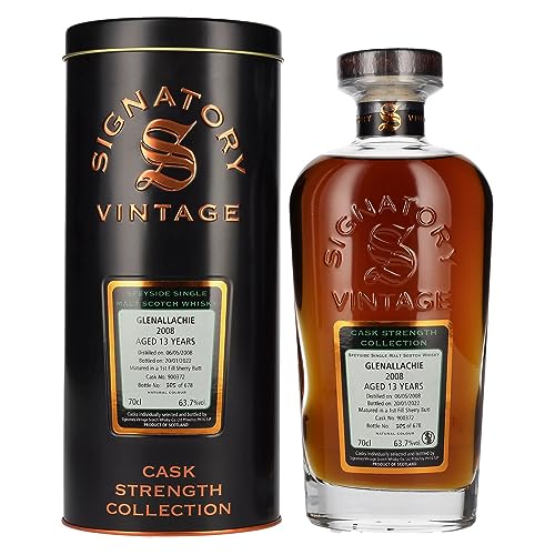 Signatory Vintage GLENALLACHIE 13 Years Old Cask Strength 2008 63,7% Vol. 0,7l in Tinbox von Signatory Vintage