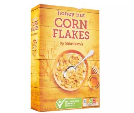 Sainsbury's Honignuss-Maisflocken, 500 g – knusprige, geröstete, gesüßte Cornflakes mit gehackten Erdnüssen und Honig. von Signature Market