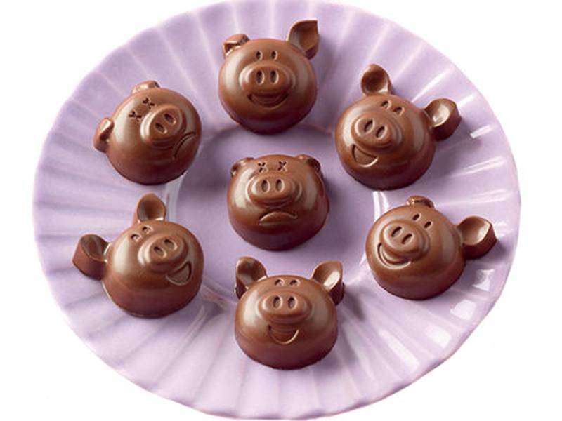 Silikon-Pralinenform Choco Pigs von Silikomart