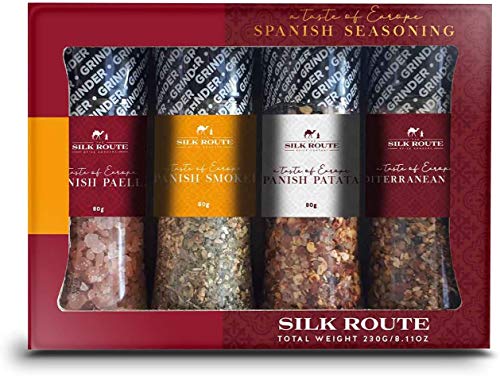 Silk Route Spice Company Reise Geschenkset Spanische Gewürze (4 x 100 ml Mühlen) von Silk Route Spice Company