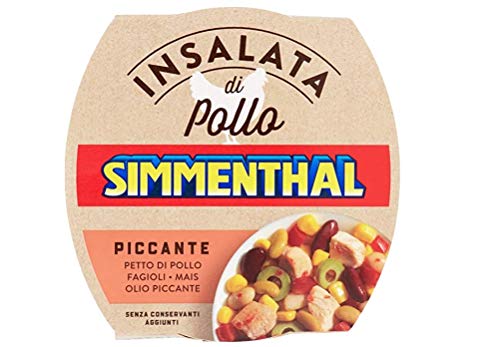 12x Simmenthal Insalata Di Pollo Piccante Würziger Hühnersalat Hühnerbrust mit Bohnen, Mais und würzigem Öl 160g Fertiggericht Frei von Konservierungsstoffen von Simmenthal