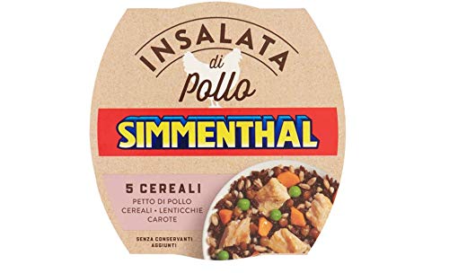 3x Simmenthal Insalata Di Pollo 5 Cereali Hühnersalat 5 Müsli 160g Hühnerbrust mit Müsli, Linsen und Karotten Frei von Konservierungsstoffen Fertiggerichte von Simmenthal