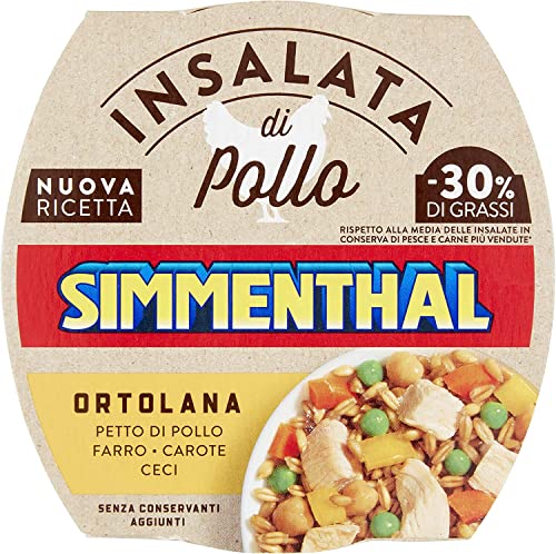 3x Simmenthal Insalata Di Pollo Ortolana Hühnersalat Hühnerbrust mit Dinkel, Karotten und Kichererbsen Fertiggericht Frei von Konservierungsstoffen 160g von Simmenthal