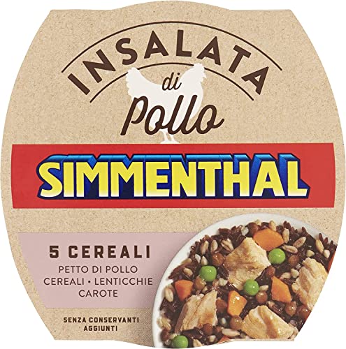6x Simmenthal Insalata Di Pollo 5 Cereali Hühnersalat 5 Müsli 160g Hühnerbrust mit Müsli, Linsen und Karotten Frei von Konservierungsstoffen Fertiggerichte von Simmenthal