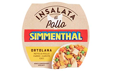 6x Simmenthal Insalata Di Pollo Ortolana Hühnersalat Hühnerbrust mit Dinkel, Karotten und Kichererbsen Fertiggericht Frei von Konservierungsstoffen 160g von Simmenthal