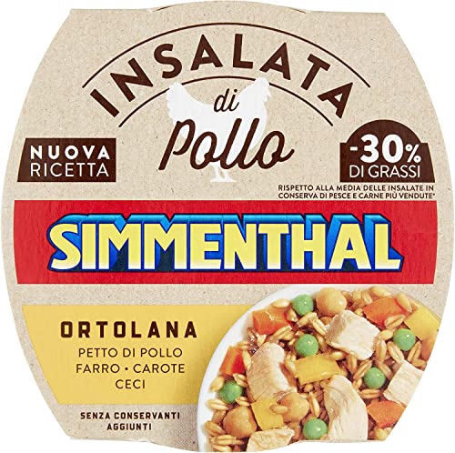 6x Simmenthal Insalata Di Pollo Ortolana Hühnersalat Hühnerbrust mit Dinkel, Karotten und Kichererbsen Fertiggericht Frei von Konservierungsstoffen 160g 6x Simmenthal Insalata Di Pollo Ortolana Hühnersalat Hühnerbrust mit Dinkel, Karotten und Kichererbsen Fertiggericht Frei von Konservierungsstoffen 160g von Simmenthal