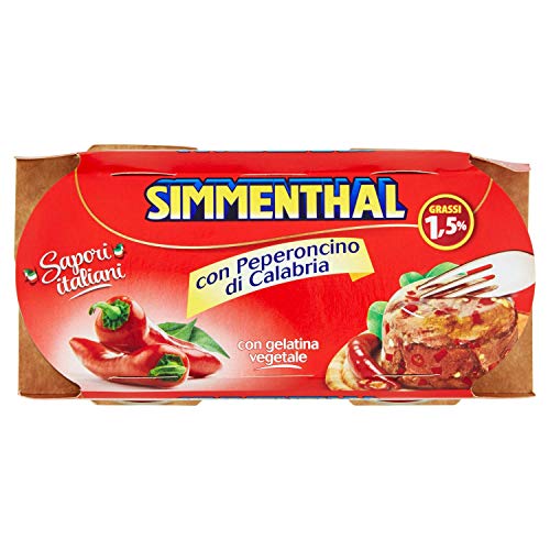 Simmenthal con Peperoncino Fertiggericht aus Rindfleisch in Gemüsegelee Dosenfleisch mit Chili ( 2 x 135g ) von Simmenthal