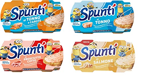 TESTPAKET Simmenthal Spuntì Streichfähiges Produkt aus Thunfisch - gekochtem Schinken - Thunfisch und Ingwer - Lachs ( 24 x 84g ) Snack 100% italienisch von Simmenthal