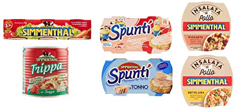 Testpaket Simmenthal Insalata di Pollo Ortolana e Piccante - Trippa al sugo Kutteln - Carne in scatola - Spalmabile al Tonno e al Prosciutto Creme mit Thunfisch und Schinken 6 Stück Testpaket Simmenthal Insalata di Pollo Ortolana e Piccante - Trippa al sugo Kutteln - Carne in scatola - Spalmabile al Tonno e al Prosciutto Creme mit Thunfisch und Schinken 6 Stück von Simmenthal