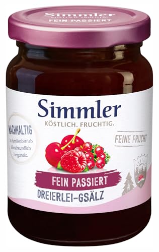 Simmler Feine Frucht Dreierlei-Gsälz, fein passiert, Fruchtaufstrich, 225g Simmler Feine Frucht Dreierlei-Gsälz, fein passiert, Fruchtaufstrich, 225g von Simmler