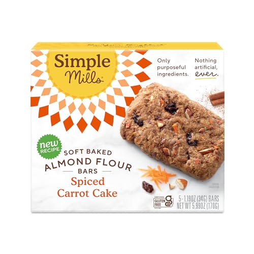 Simple Mills, Soft-Baked Mandelmehl-Riegel, Gewürz-Karottenkuchen, 5 Riegel, je 34 g von Simple Mills