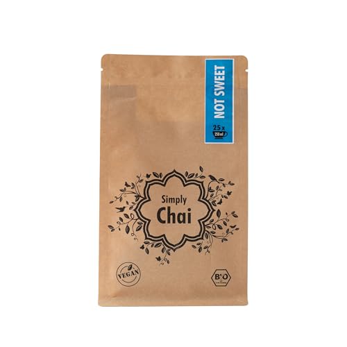 Simply Chai | Laktose-frei | Leckerer Chai-Tee zum Genießen | Chai Pulver Chai Not Sweet - Bio & Vegan zuckerfrei 125 g Beutel von Simply Chai