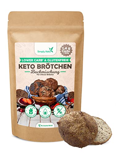 Simply Keto Lower Carb* Brötchen Backmischung (340g) - Ergibt 6-10 Keto Brötchen - Nur 2,5g Kohlenhydrate pro Brötchen - Geeignet für Lower Carb*, Paleo & Ketogene Ernährung von Simply Keto