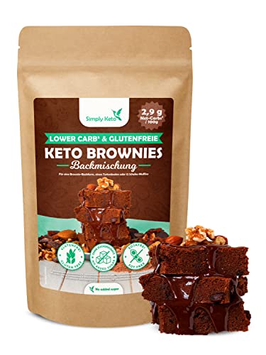 Simply Keto Lower Carb* Brownie Backmischung ohne Zuckerzusatz - Brownie Mix für eine Brownie Backform, einen Tortenboden oder 12 Muffins - 100% Keto - Sojafrei & Glutenfrei von Simply Keto