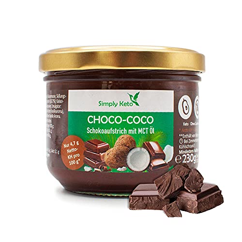 Simply Keto Choco-Coco Creme - Schokoaufstrich mit MCT Öl (Kokosöl) - Für Lower Carb* & Keto Ernährung - Ohne Palmöl & Zuckerzusatz - Gesüßt mit Erythrit - Glutenfrei & Vegan - 230ml von Simply Keto