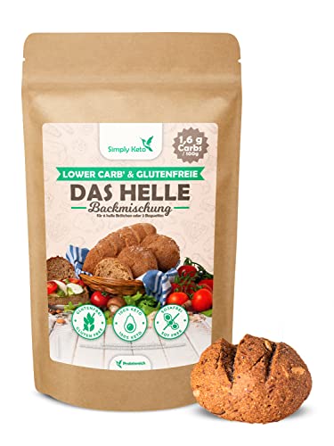 Simply Keto Die Helle Lower Carb* Brot Backmischung - Für glutenfreies Brot, 6 Brötchen oder 2 Baguettes - Nur 1,6g Kohlenhydrate pro 100g - Geeignet für Lower Carb* & Ketogene Ernährung - 260g von Simply Keto